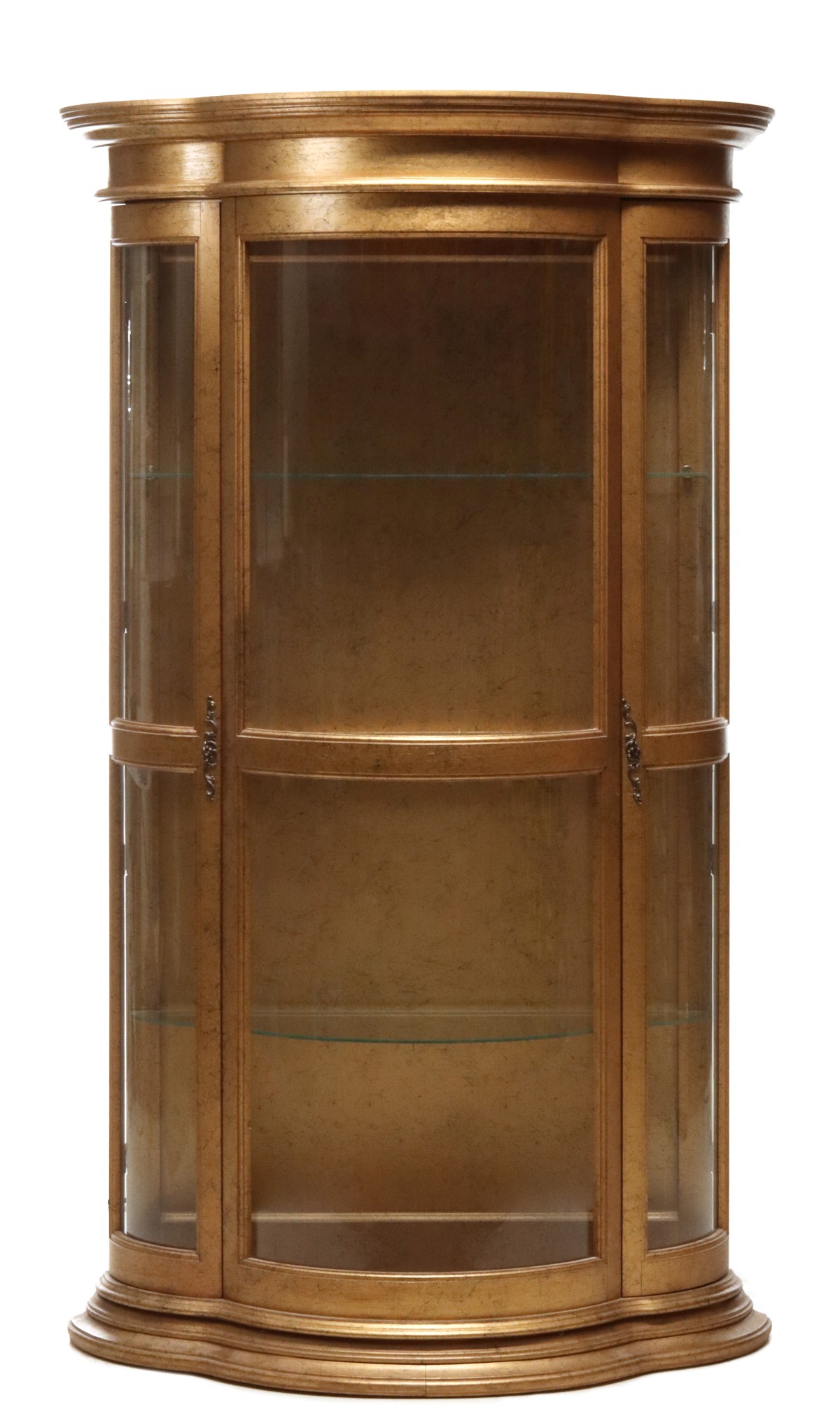 A LATE 20TH CENTURY LIGHTED CURIO WITH ROUNDED GLASS