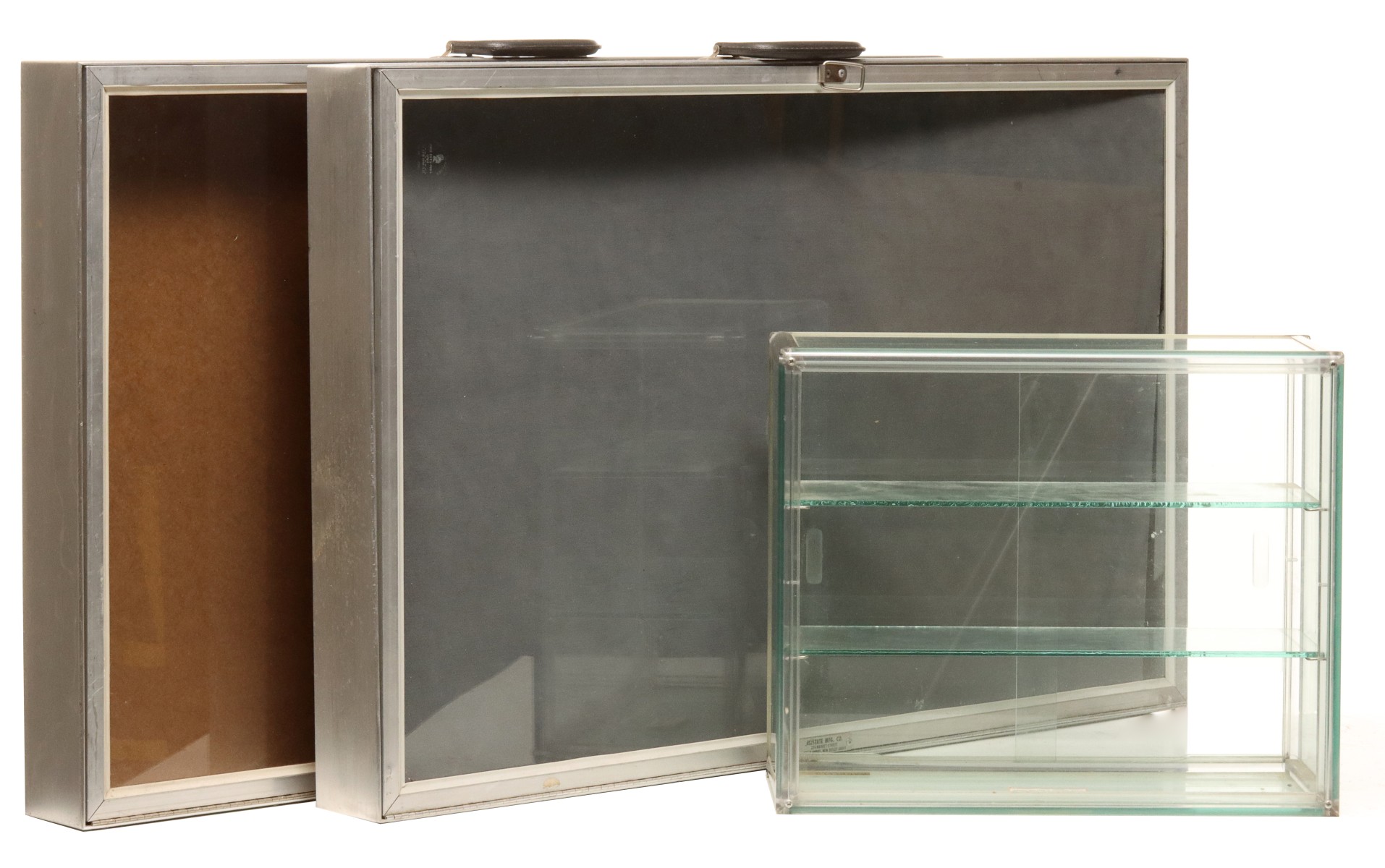 HINGED TOP TABLE TOP DISPLAY CASES, PLUS ANOTHER