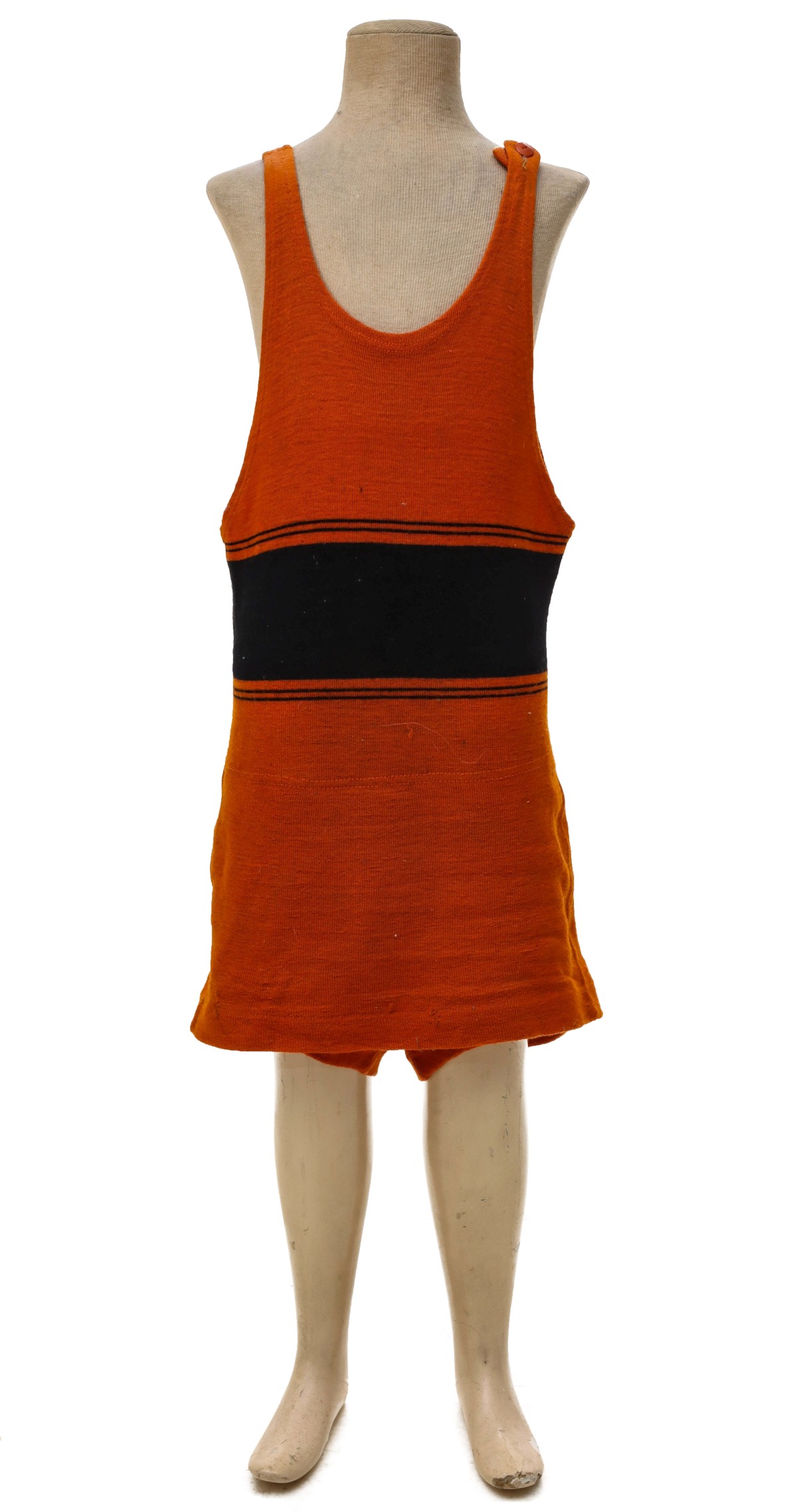 AN EARLY 20TH CENTURY YOUTH SIZE WOOL SWIMSUIT