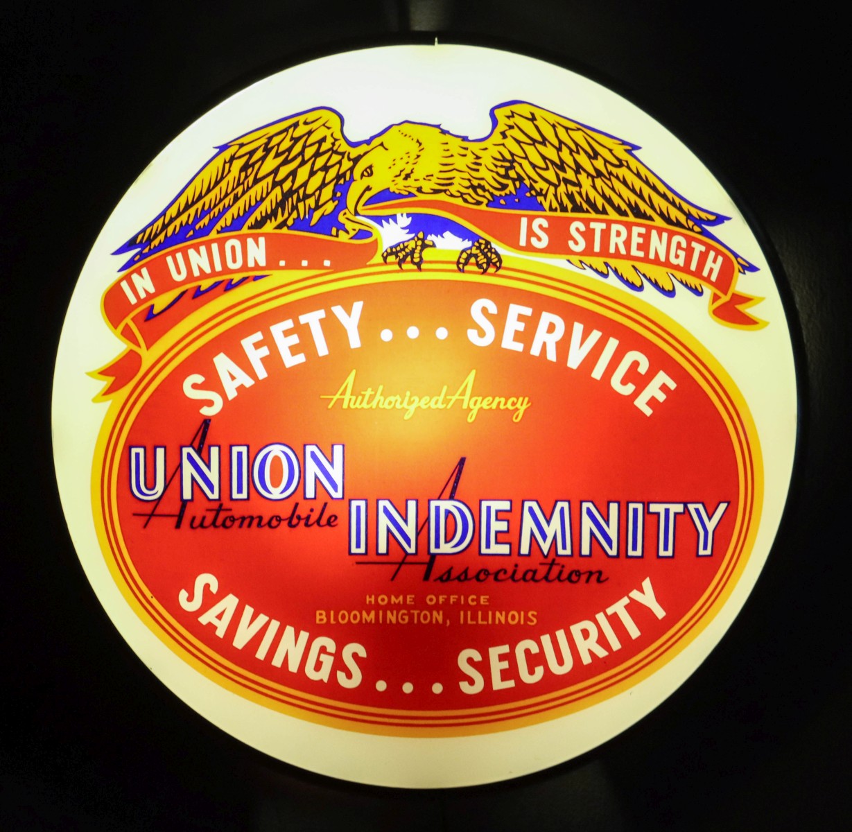 UNION INDEMNITY INSURANCE LIGHTED ADVERTISING SIGN