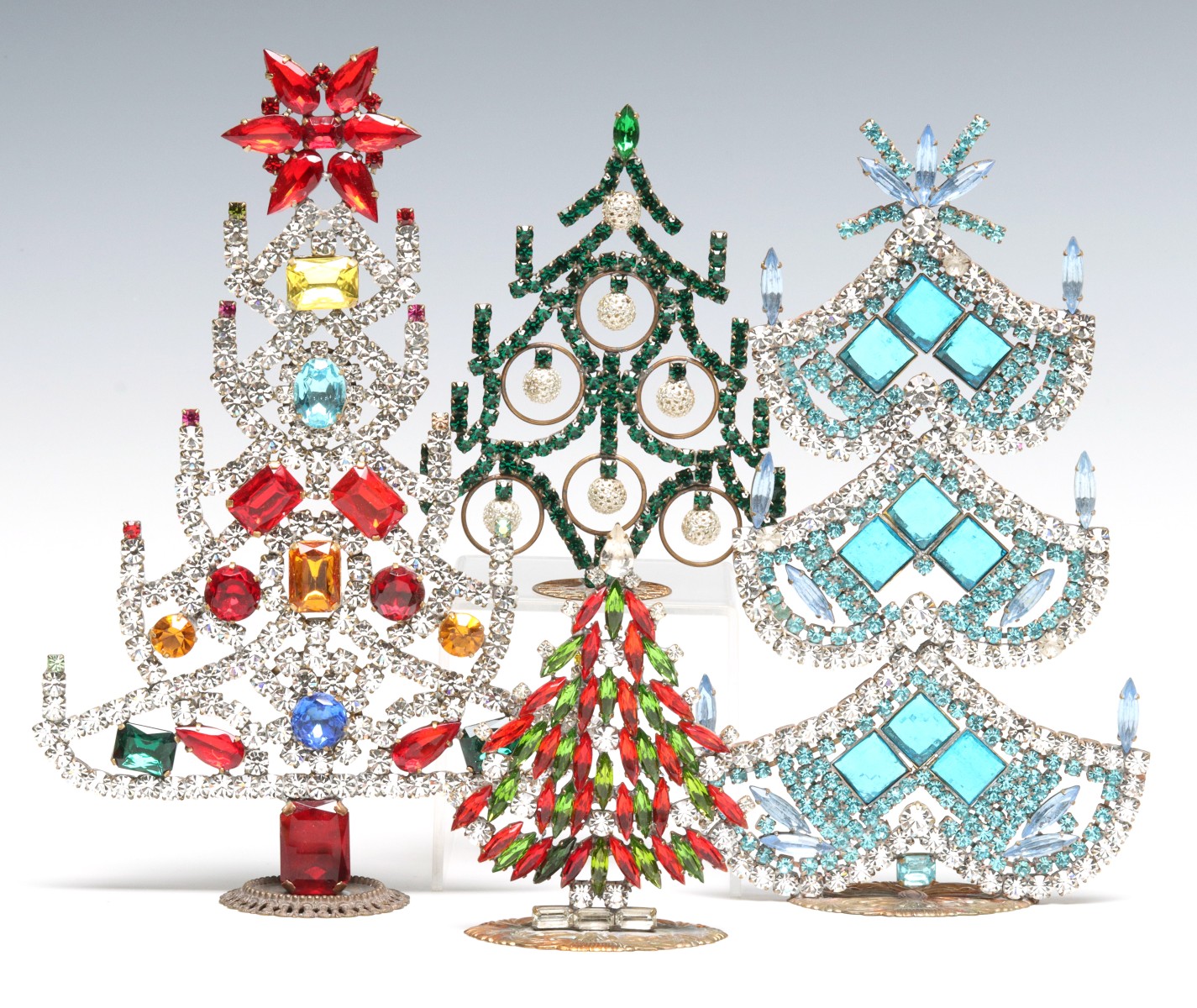 A COLLECTION OF VINTAGE CZECH CRYSTAL CHRISTMAS TREES