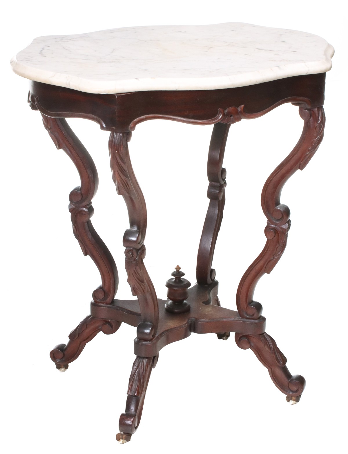 A SMALLER 19TH C. AMERICAN TURTLETOP FORM LAMP TABLE