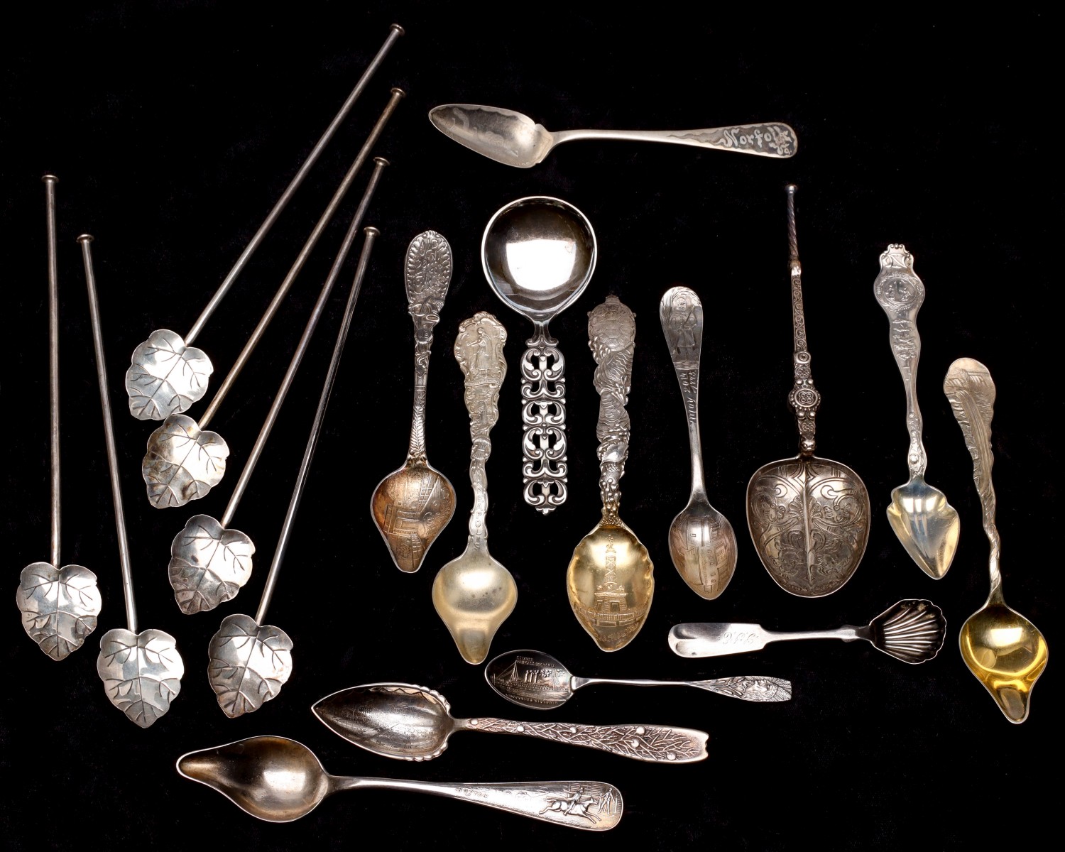 AN ESTATE COLLECTION OF STERLING SILVER SPOONS