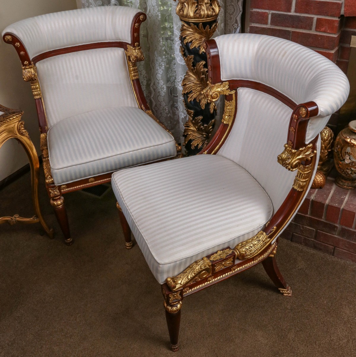 A PAIR OF LATE 20TH CENTURY EMPIRE REVIVAL CHAIRS