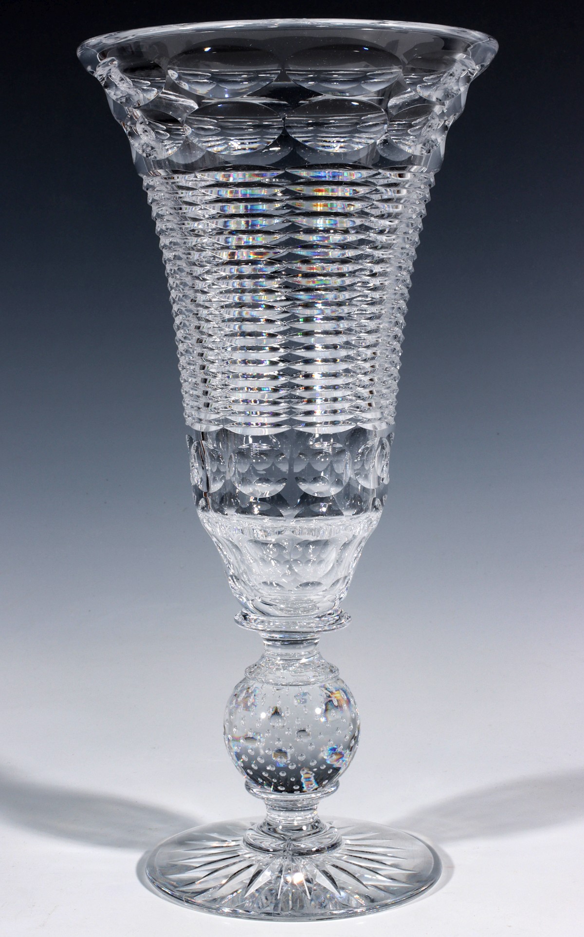 A PAIRPOINT TYRONE PATTERN VASE WITH CONTROL BUBBLE