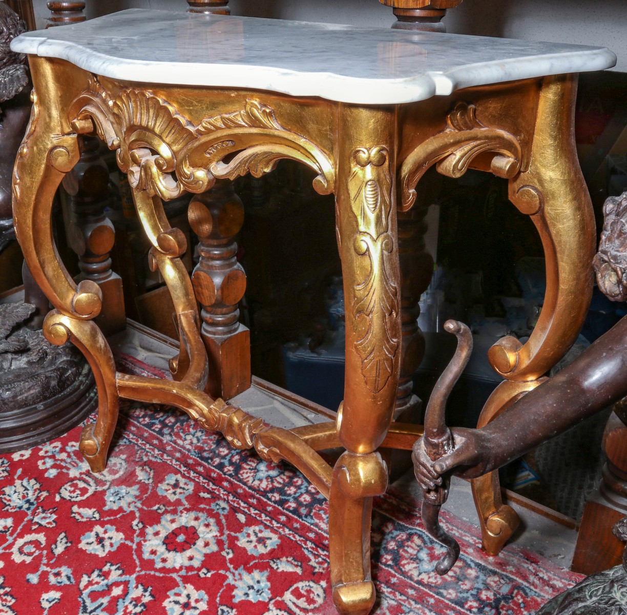A LATE 20TH CENTURY CARVED, GILDED FRENCH STYLE CONSOLE