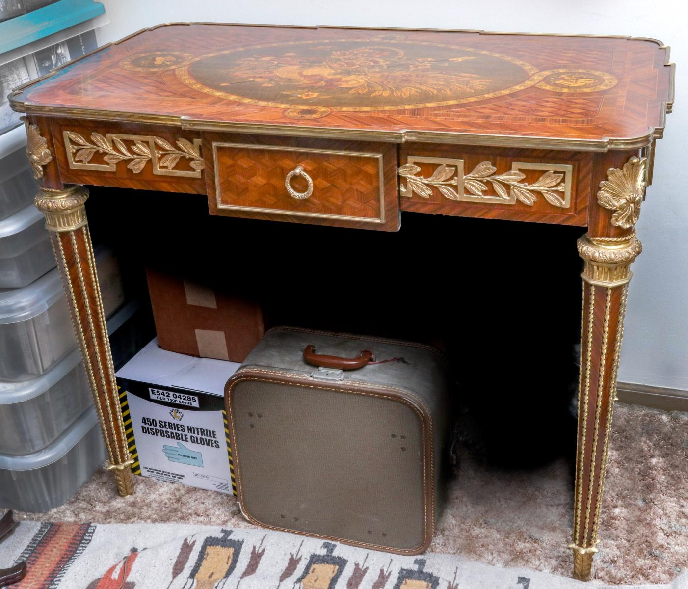 LATE 20TH CENTURY FRENCH STYLE MARQUETRY WRITING DESK