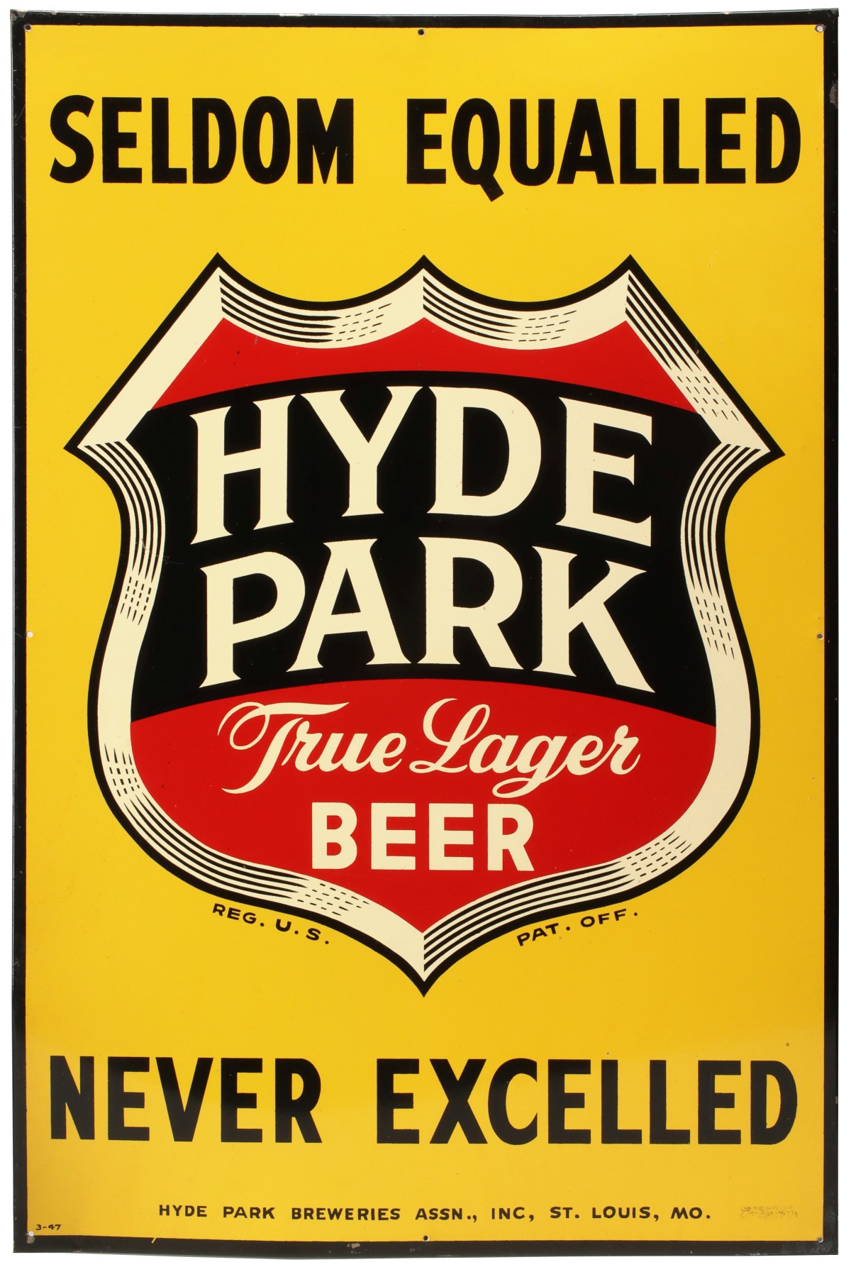 A HYDE PARK BEER ADVERTISING SIGN CIRCA 1947