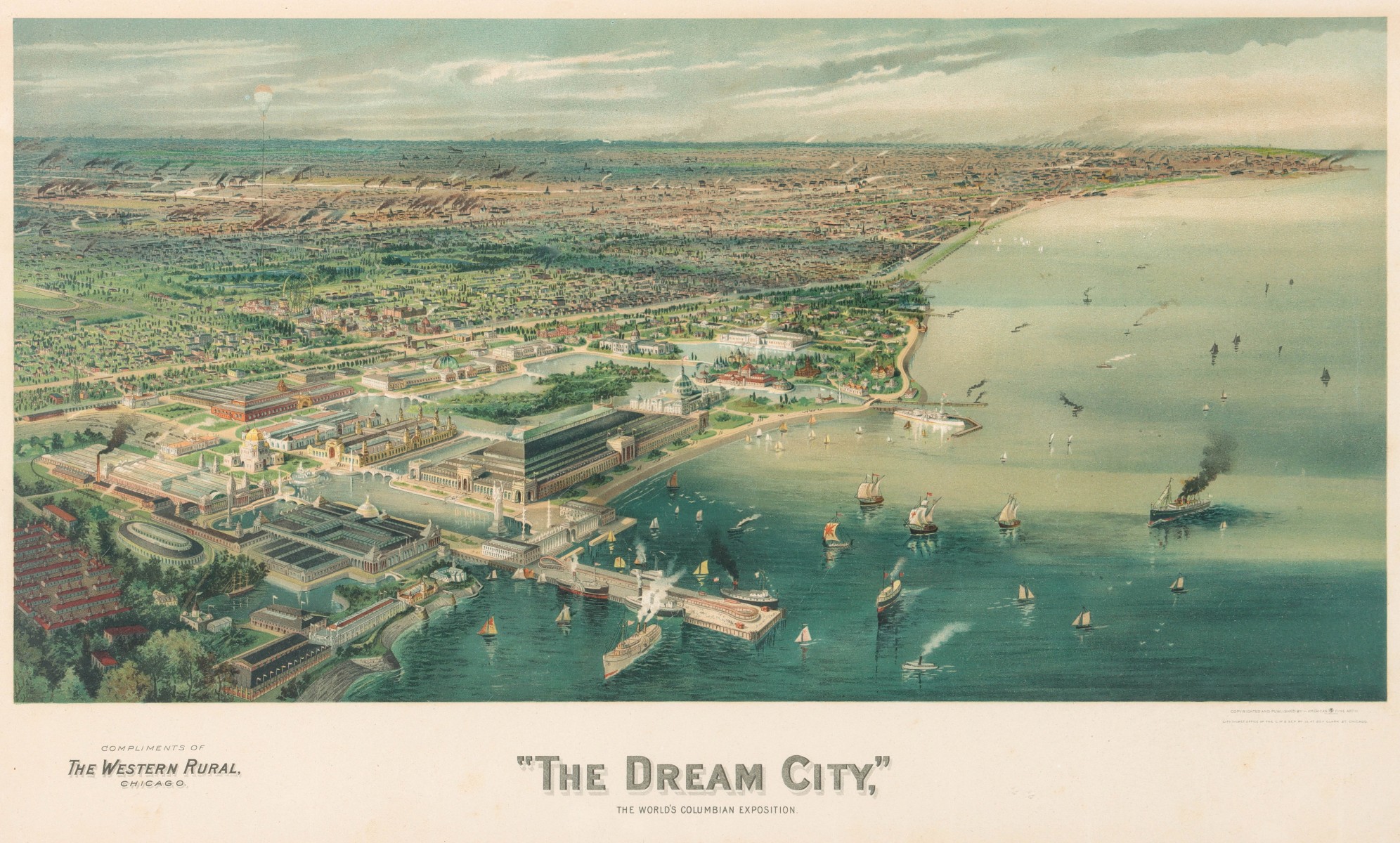 AERIAL VIEW OF THE DREAM CITY 1893 COLUMBIAN EXPOSITION