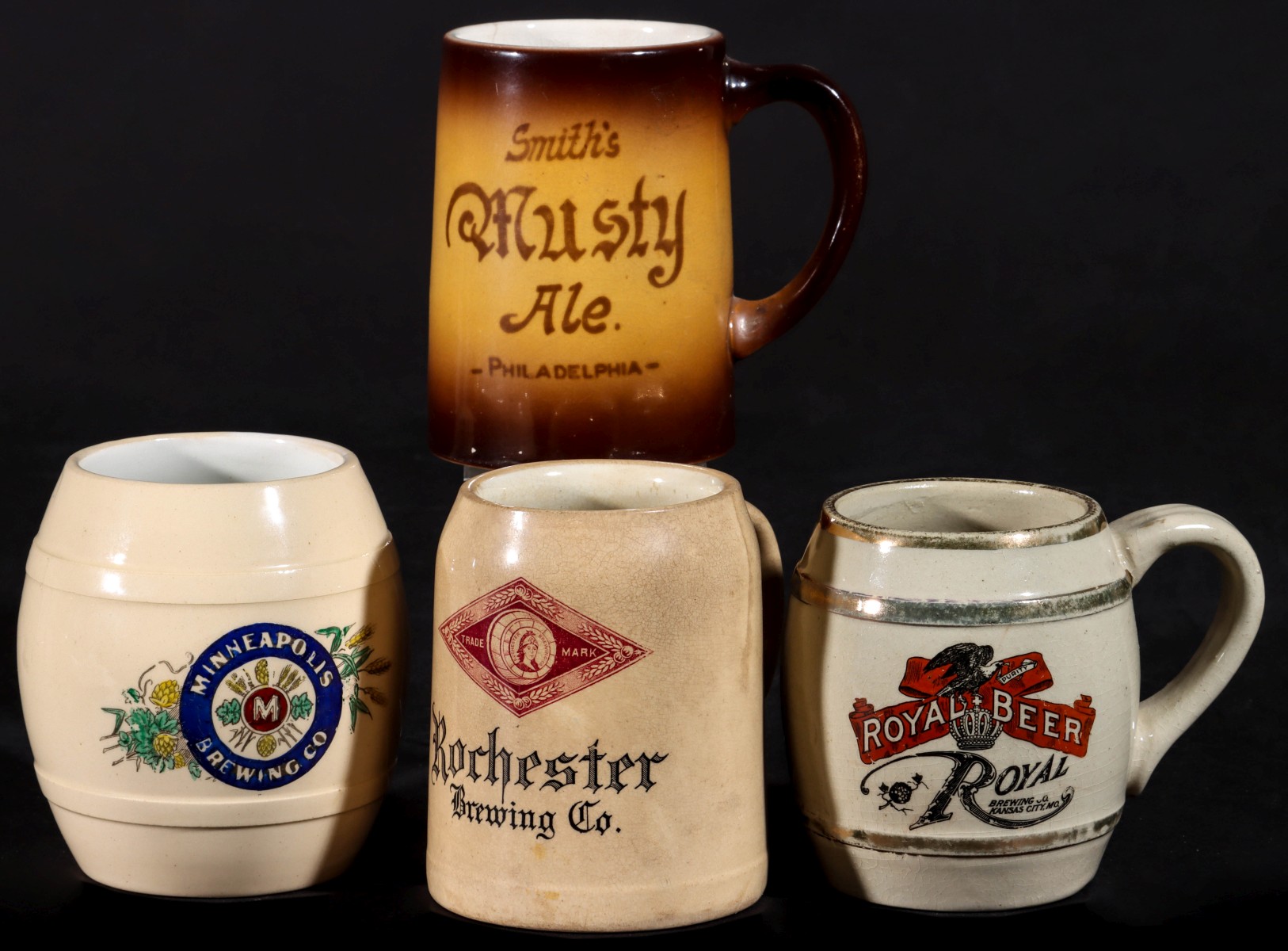 'MUSTY ALE' AND OTHER PRE-PROHIBITION BEER MUGS/STEINS