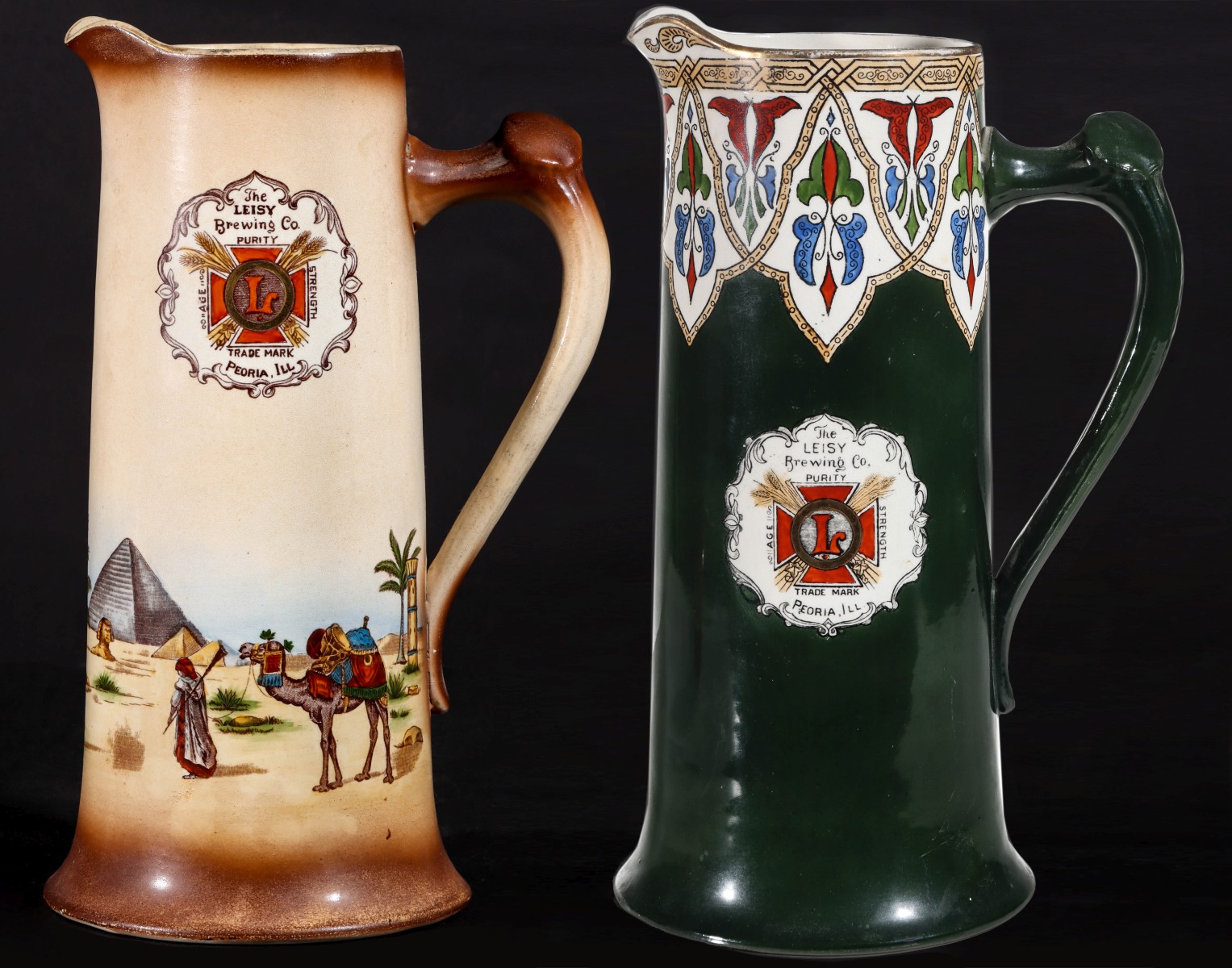 LEISY BREWING CO PRE-PROHIBITION ADVERTISING TANKARDS