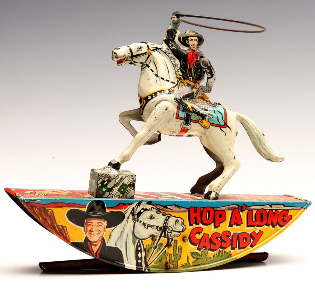 A HOPALONG CASSIDY 'RANGE RIDER' LITHOGRAPHED TIN TOY