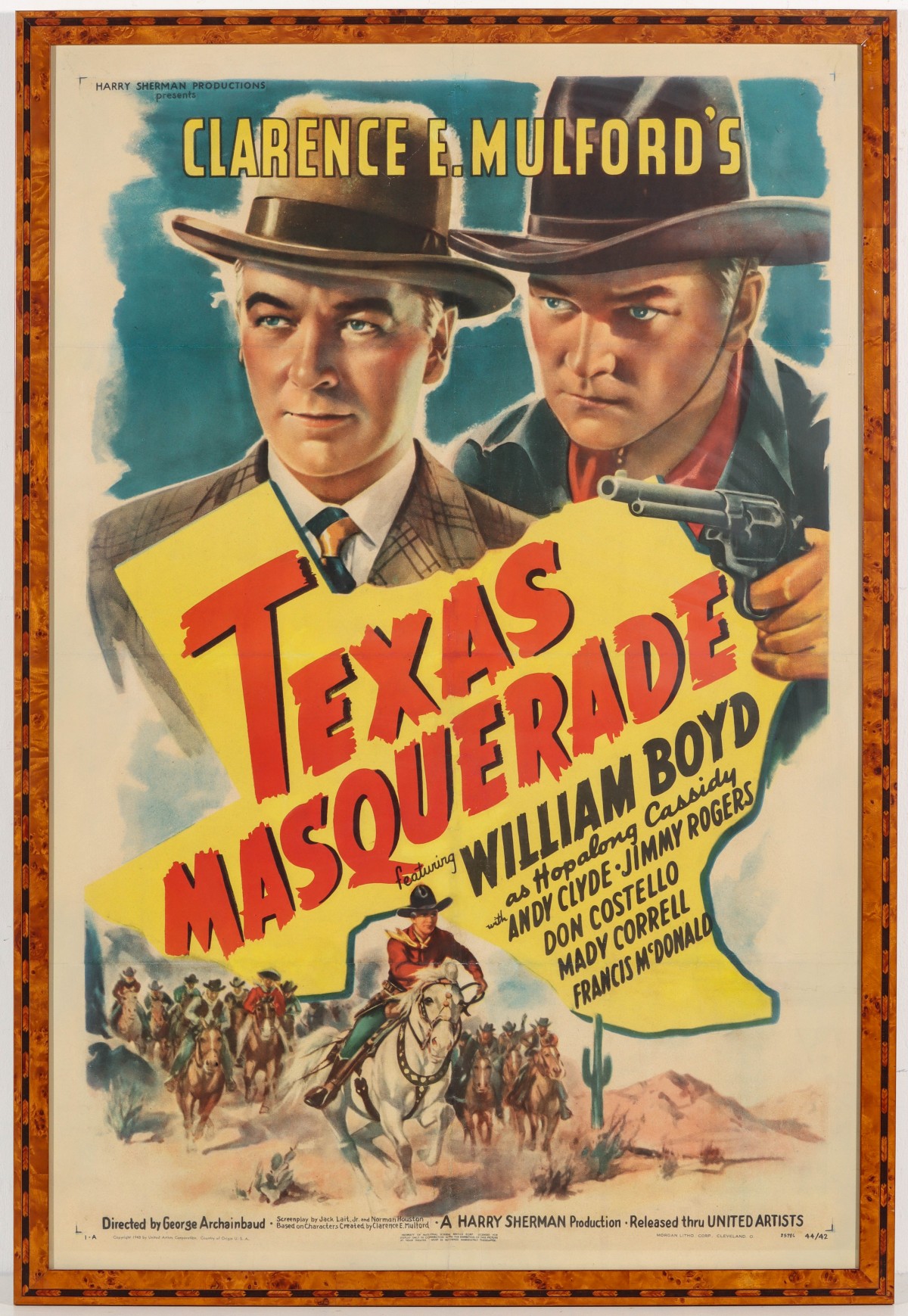 A 1943 MOVIE POSTER FOR WILLIAM BOYD AS HOALONG CASSIDY