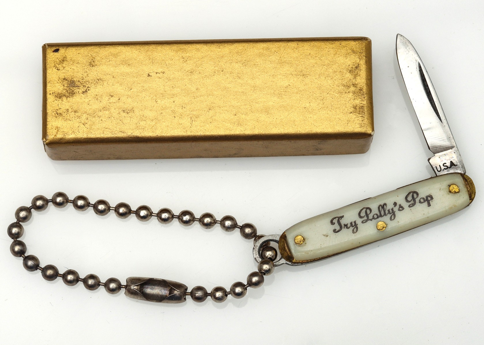 A POLLY'S POP/COUNTRY CLUB BEER KNIFE IN ORIGINAL BOX