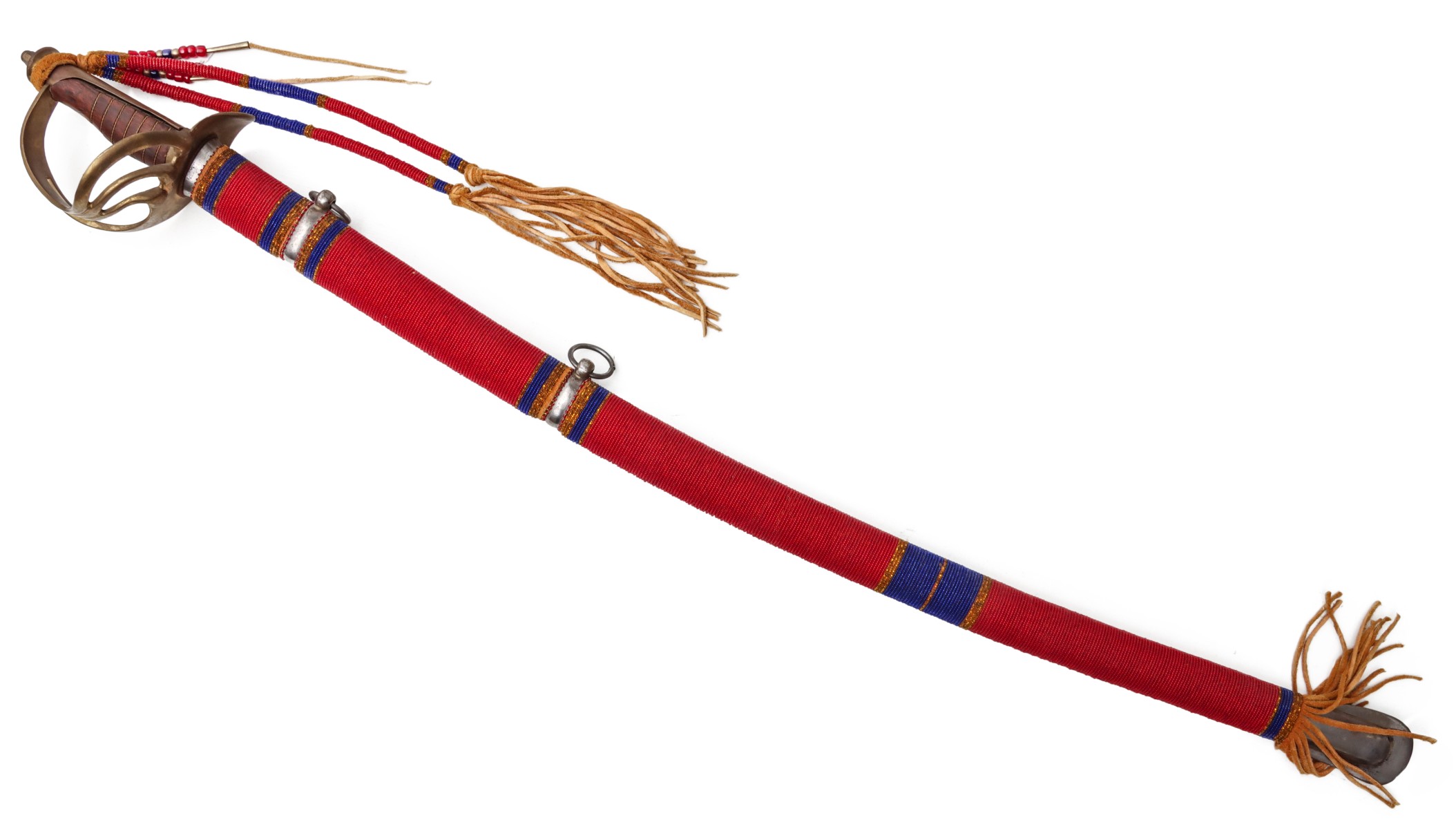A LATE 20TH CENTURY SWORD WITH BEADED SCABBARD