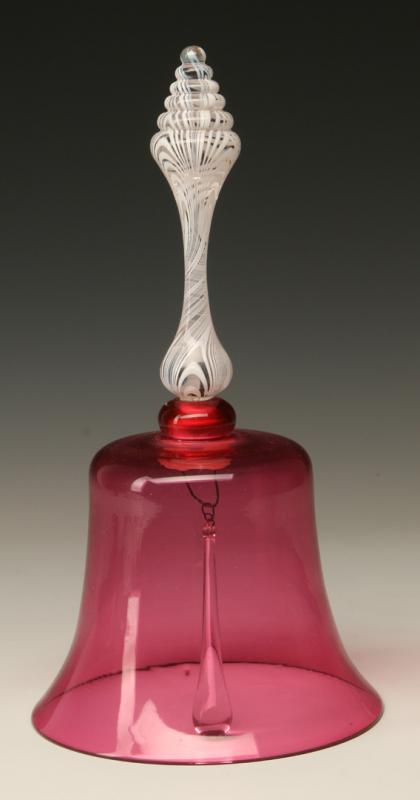 A CRANBERRY AND NAILSEA GLASS VICTORIAN WEDDING BELL