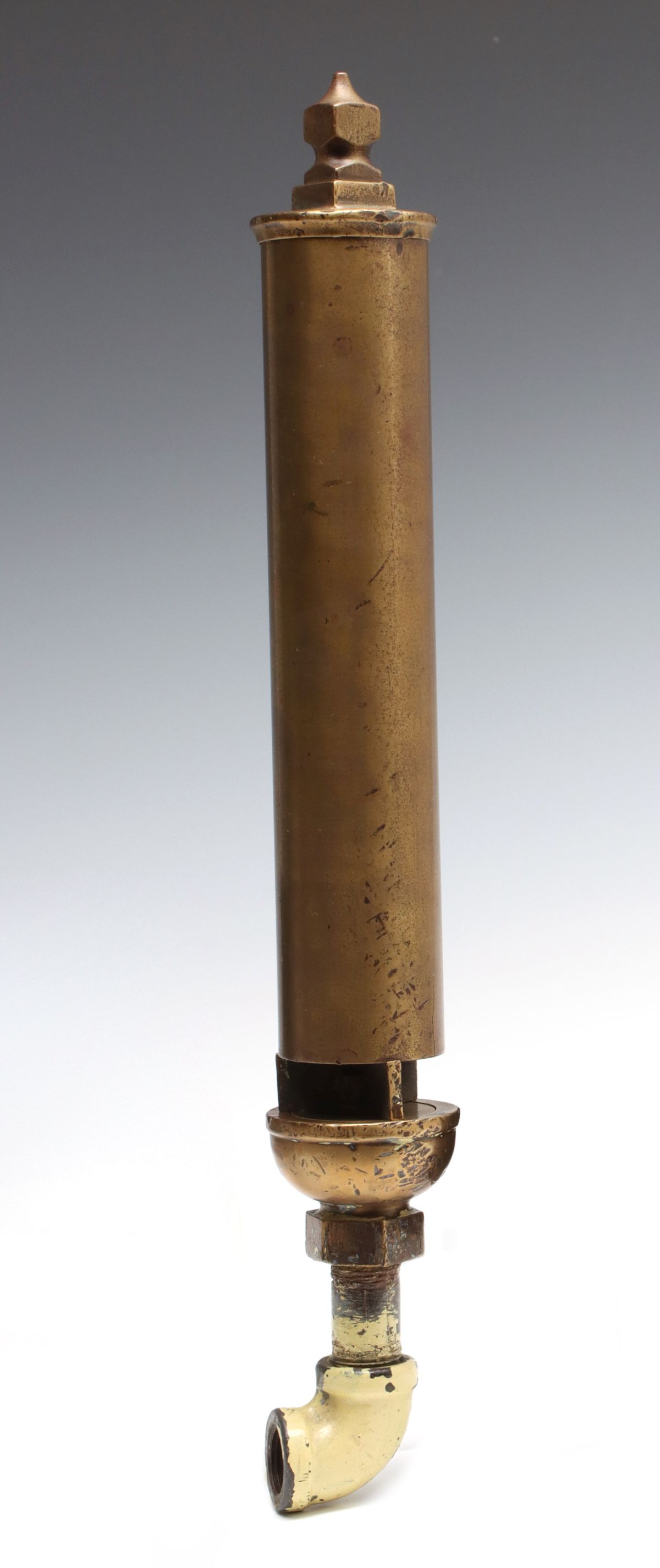 A THREE CHIME LONG BELL FLAT TOP BRASS STEAM WHISTLE