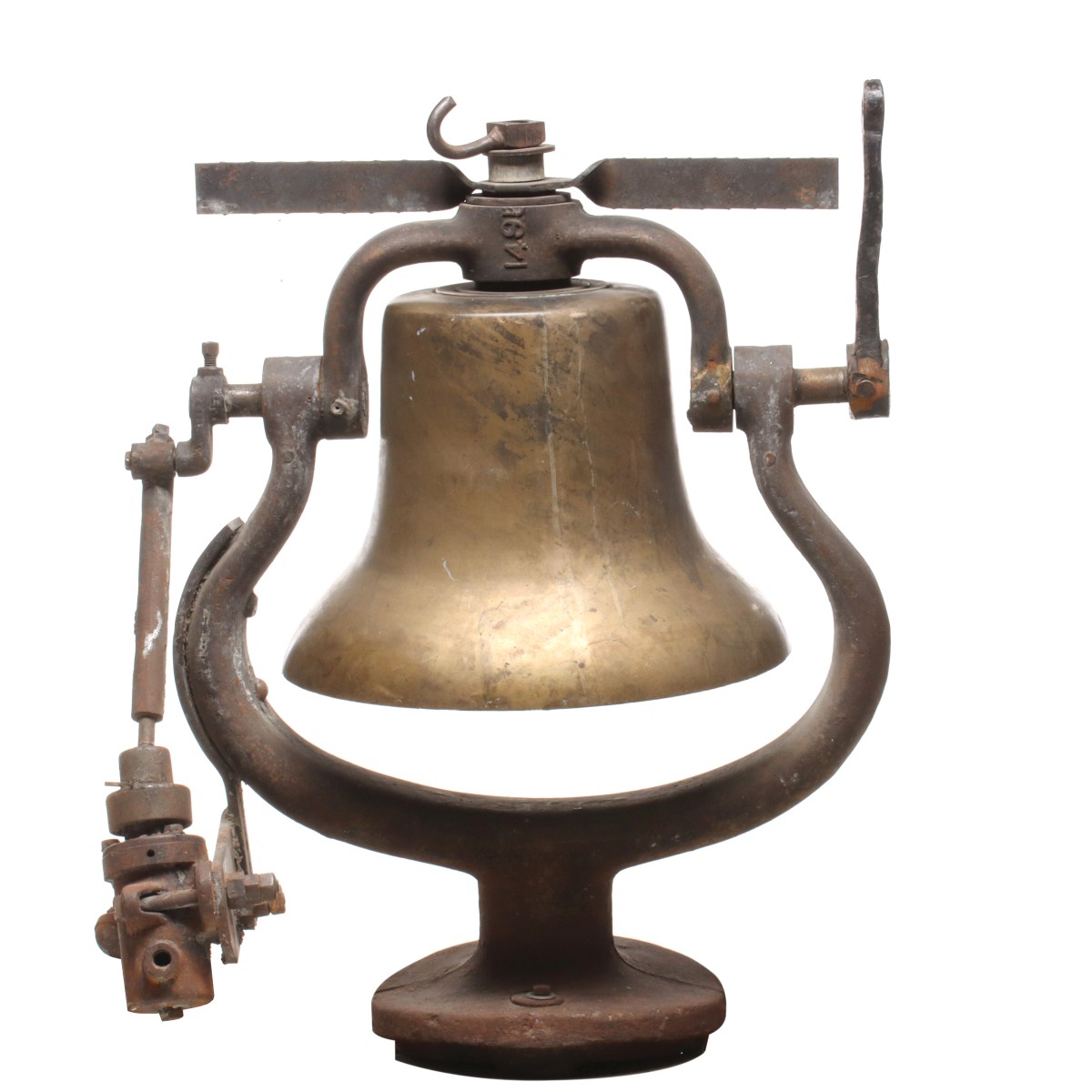A BRONZE AND IRON LOCOMOTIVE BELL ATTRIBUTED AT&SF