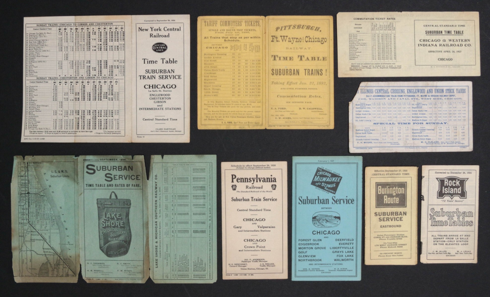 SUBURBAN SERVICE RAILROAD TIMETABLES 1872-1927