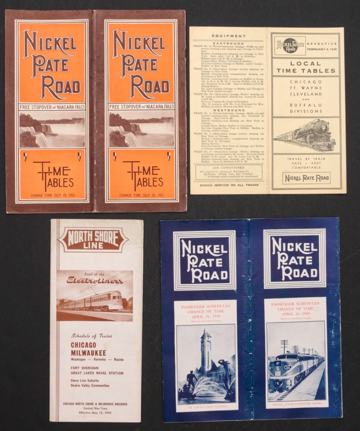 NICKEL PLATE ROAD AND NORTH SHORE LINE RR TIMETABLES