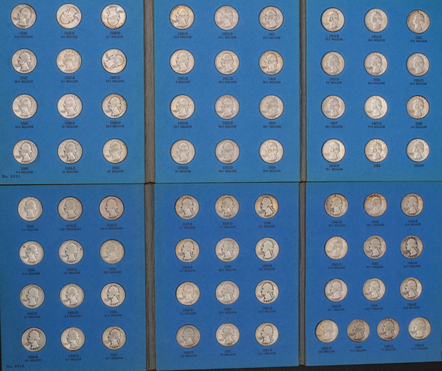 $38 FACE SILVER WASHINGTON QUARTERS IN FOLDERS AND HOLDERS