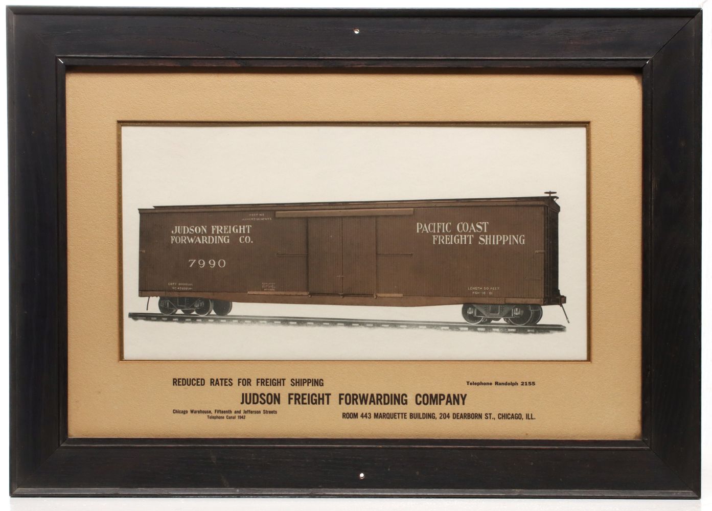 A RAILROAD BOXCAR ADVERTISING PRINT FOR JUDSON FREIGHT
