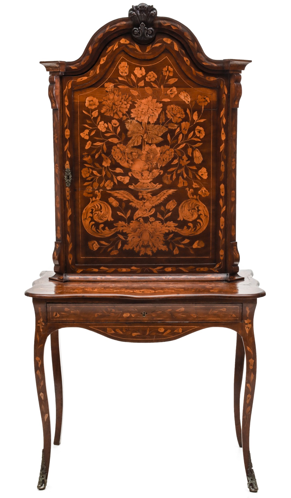 A 19TH CENTURY DUTCH MARQUETRY CABINET ON STAND