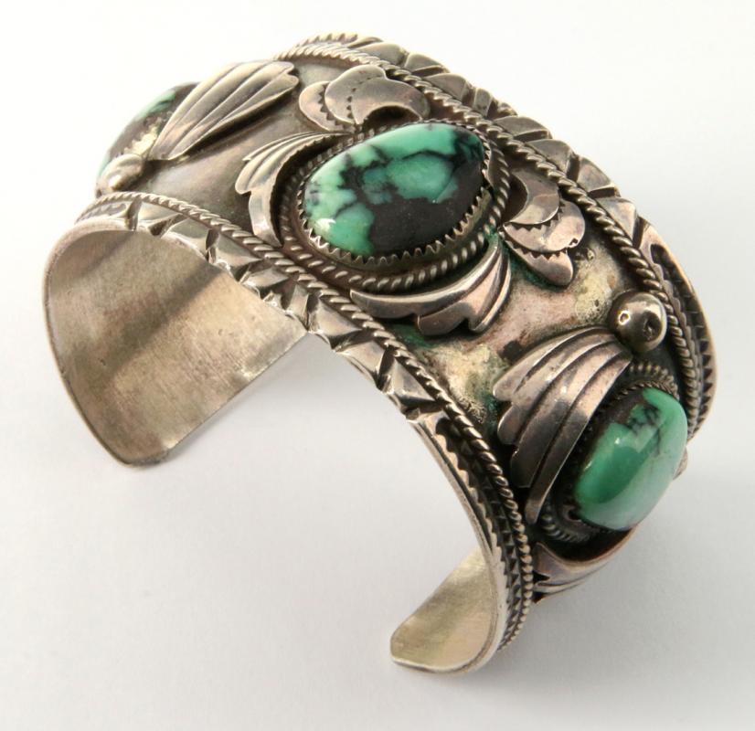 NAVAJO STERLING AND TURQUOISE CUFF BRACELET