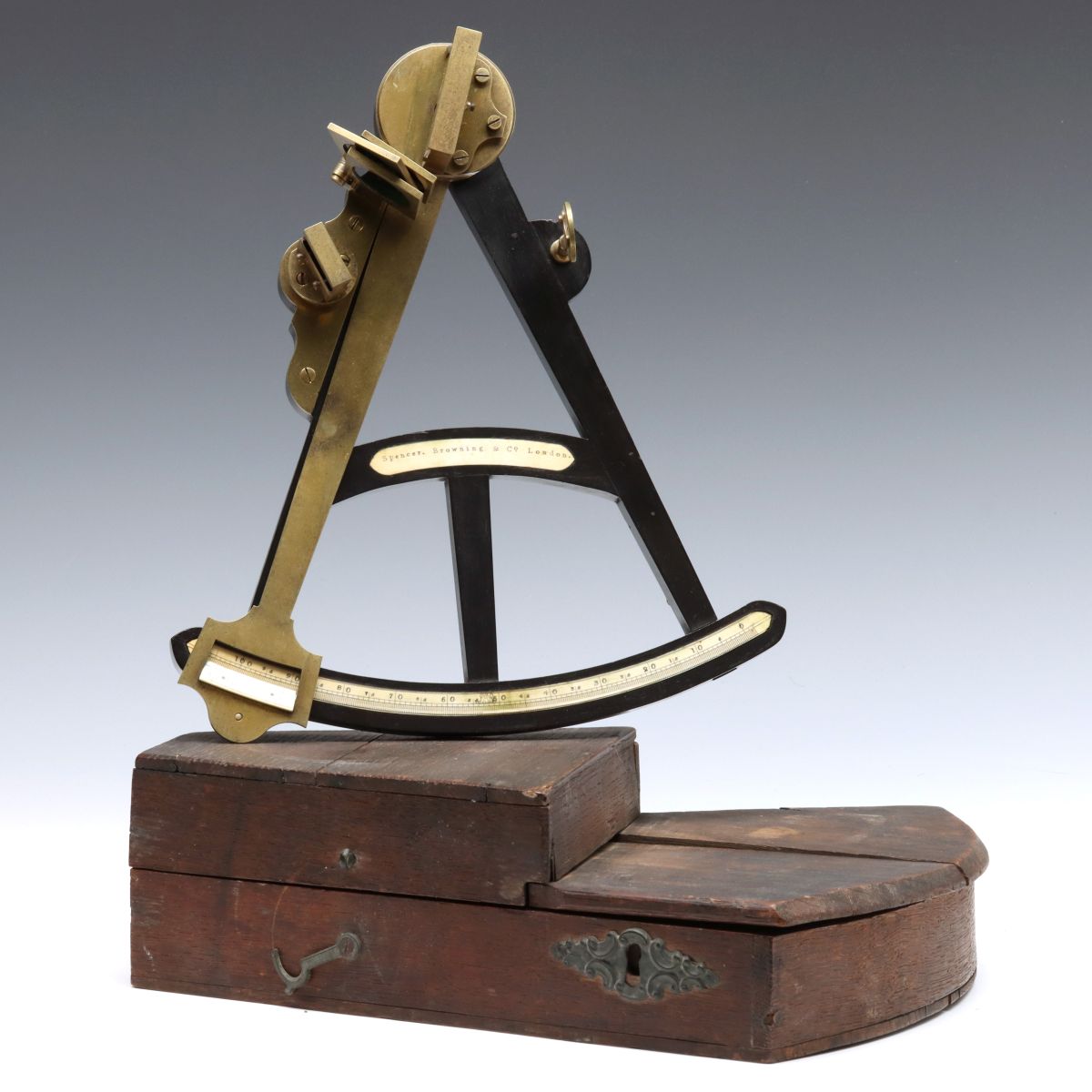 A SPENCER BROWNING & CO EBONY SEXTANT WITH IVORY