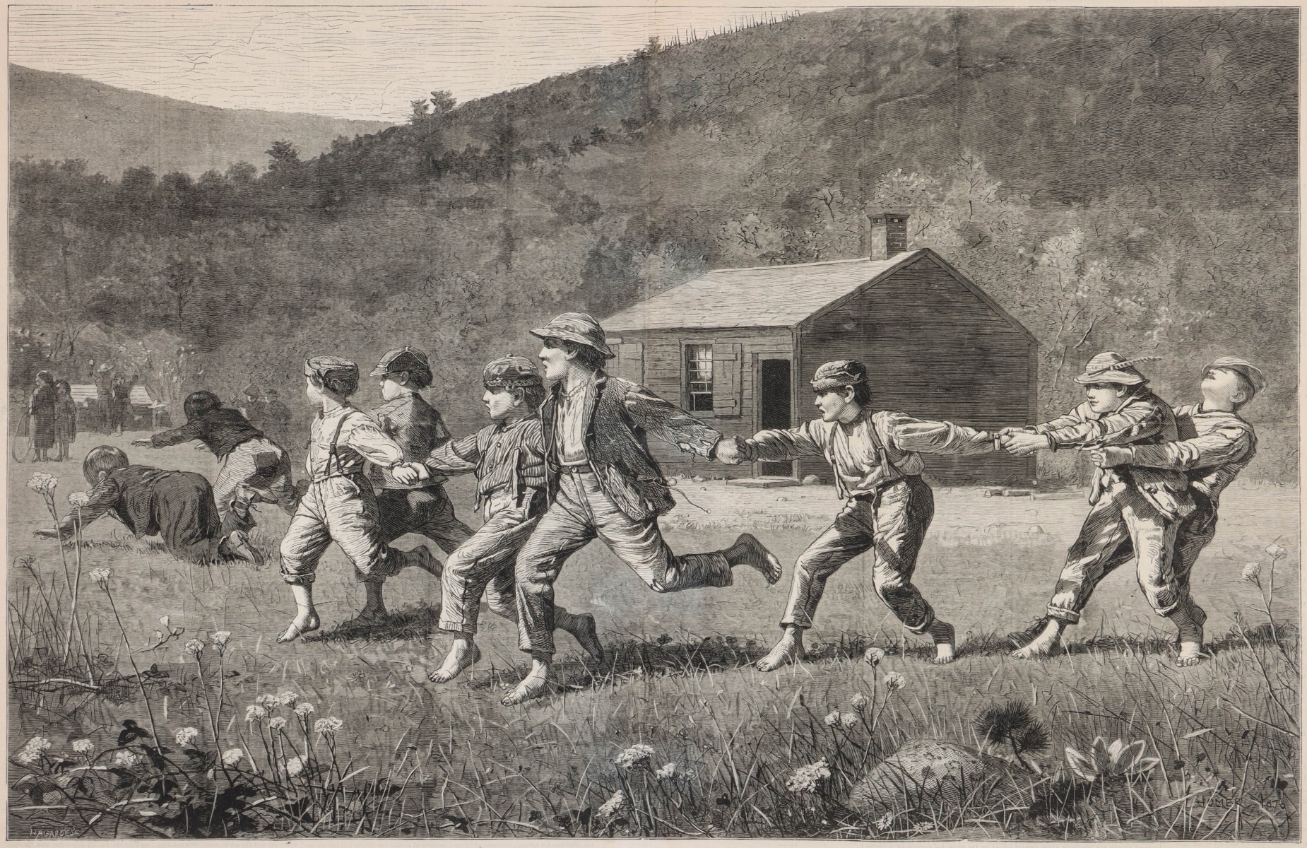 SNAP THE WHIP HARPER'S WEEKLY ENGRAVING AFTER W. HOMER