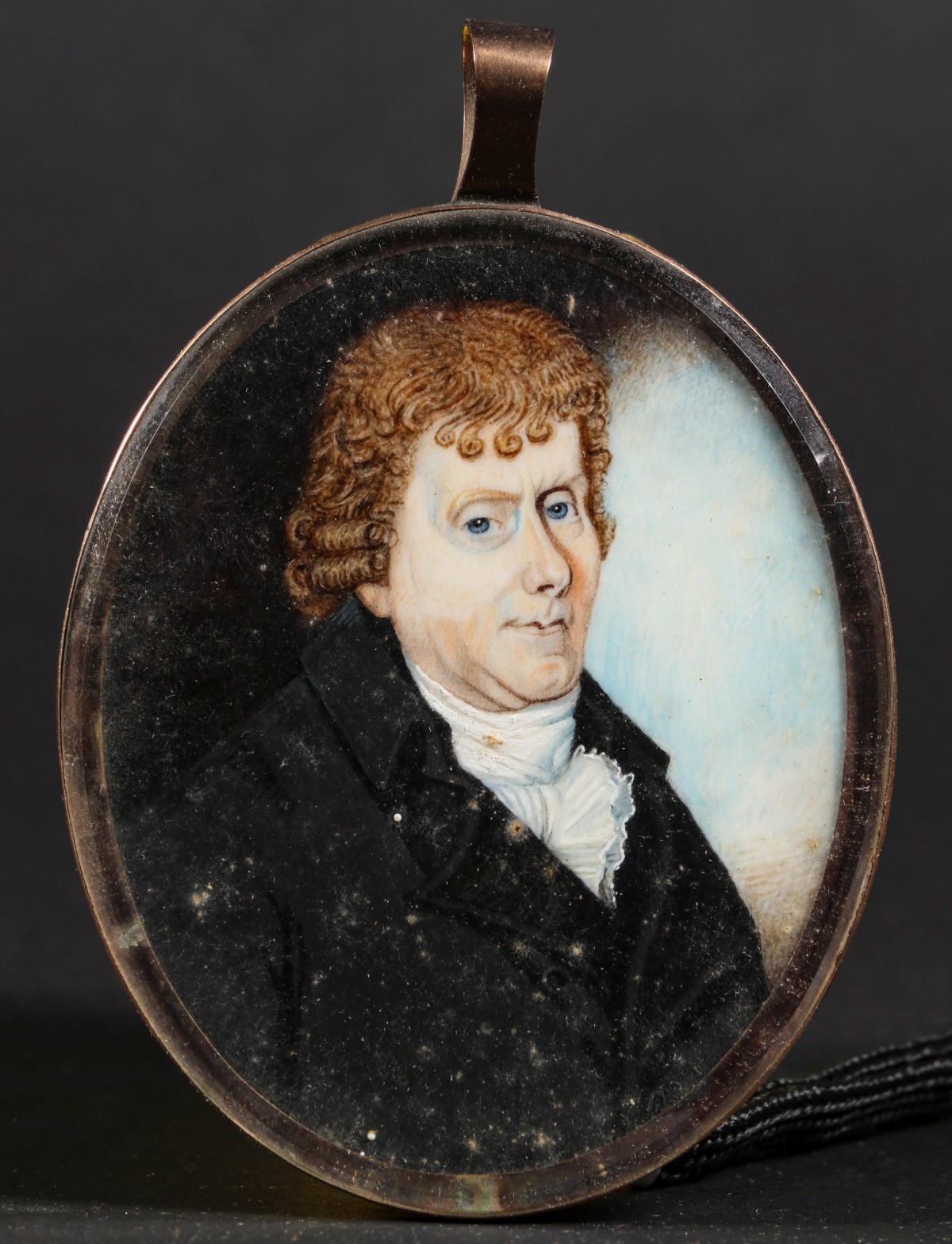 AN 19TH C. MINIATURE PORTRAIT WITH MOURNING SCENE