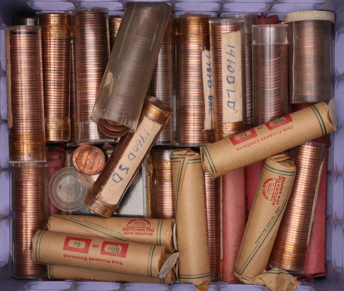 22 POUNDS OF UNSORTED ROLLED LINCOLN CENTS