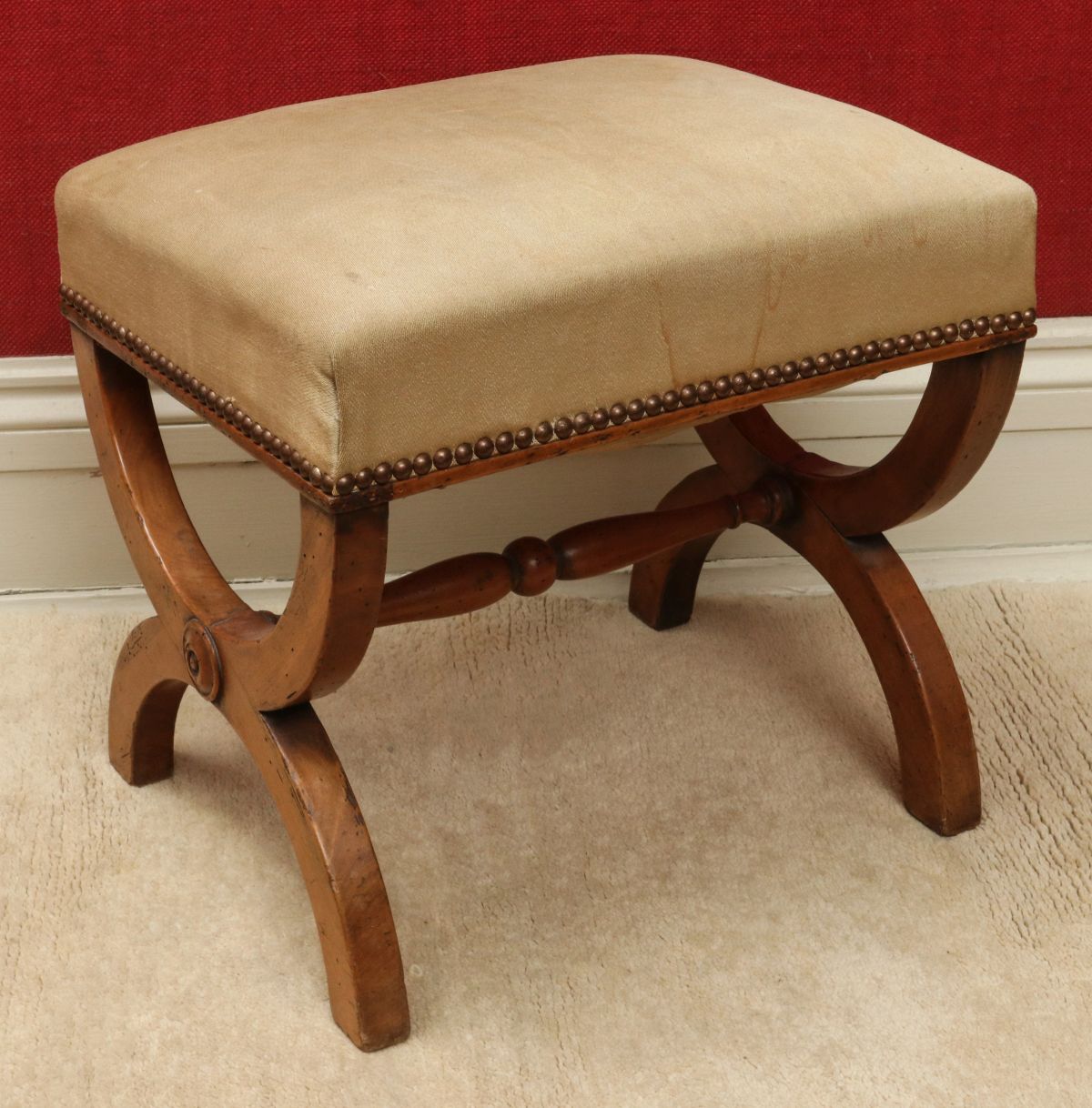 A 19TH C. FRENCH FRUITWOOD DIRECTOIRE CURULE STOOL