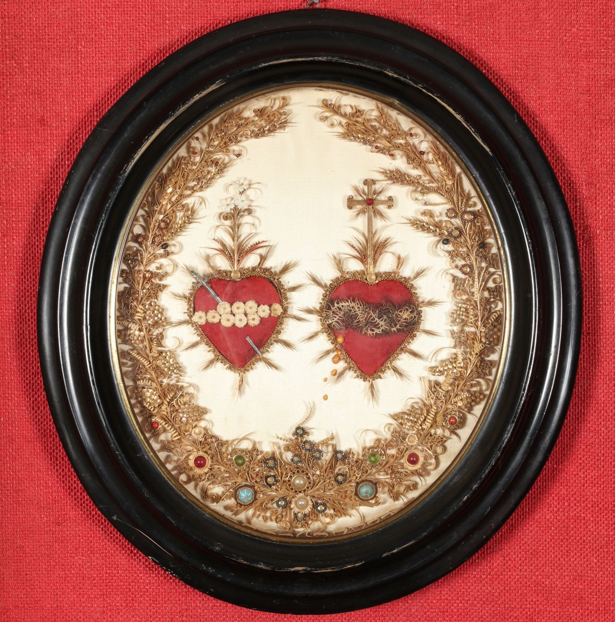 FRENCH 19TH C. QUILLED PAPER CONVENT WORK IN FRAME