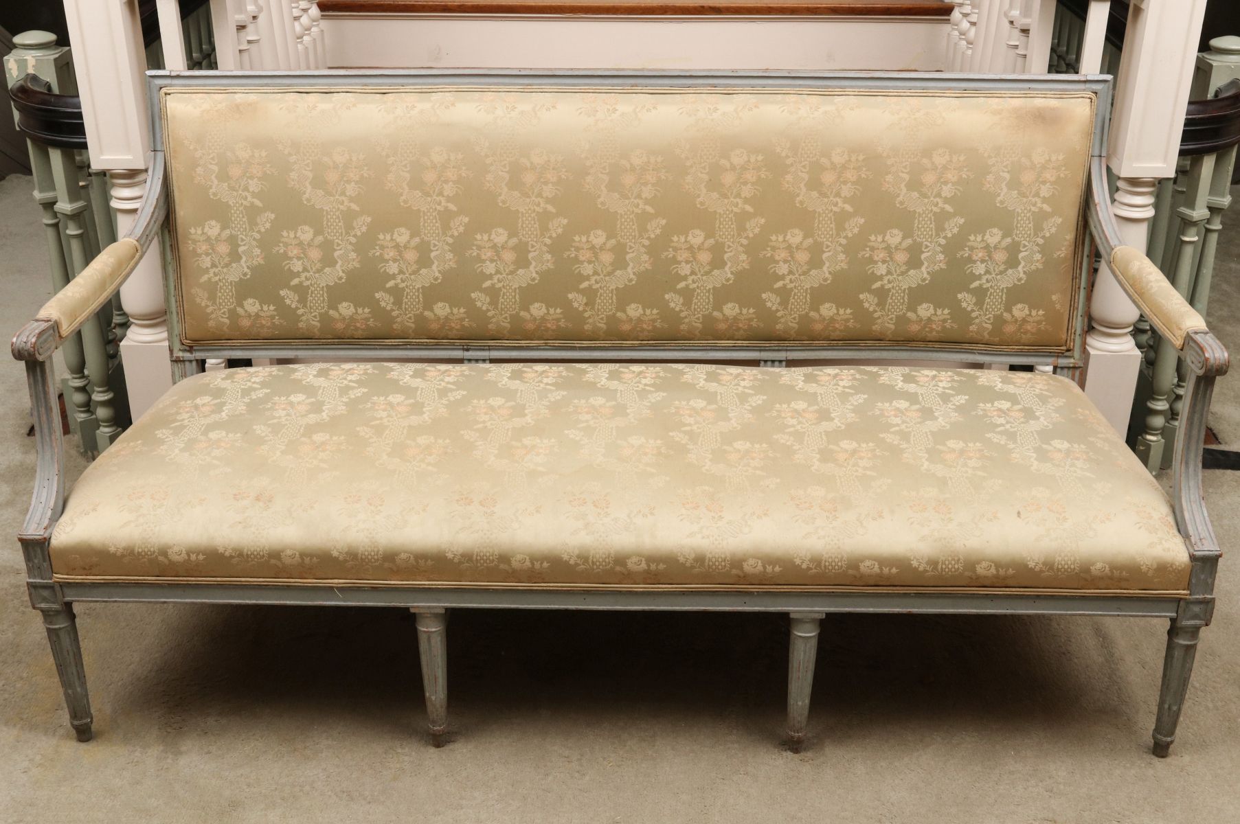 A FINE CARVED AND PAINTED 18TH C. LOUIS XVI PERIOD SOFA