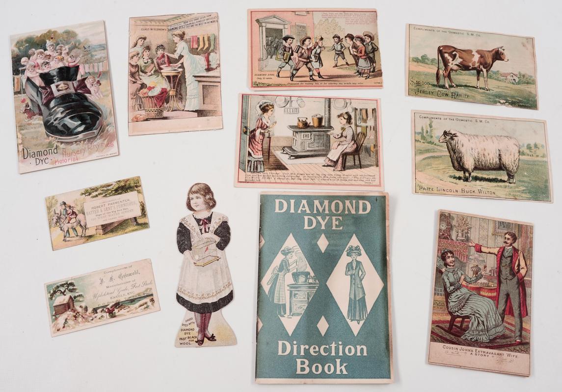 DIAMOND DYES AND OTHER ANTIQUE TRADE CARDS AND BROCHURES