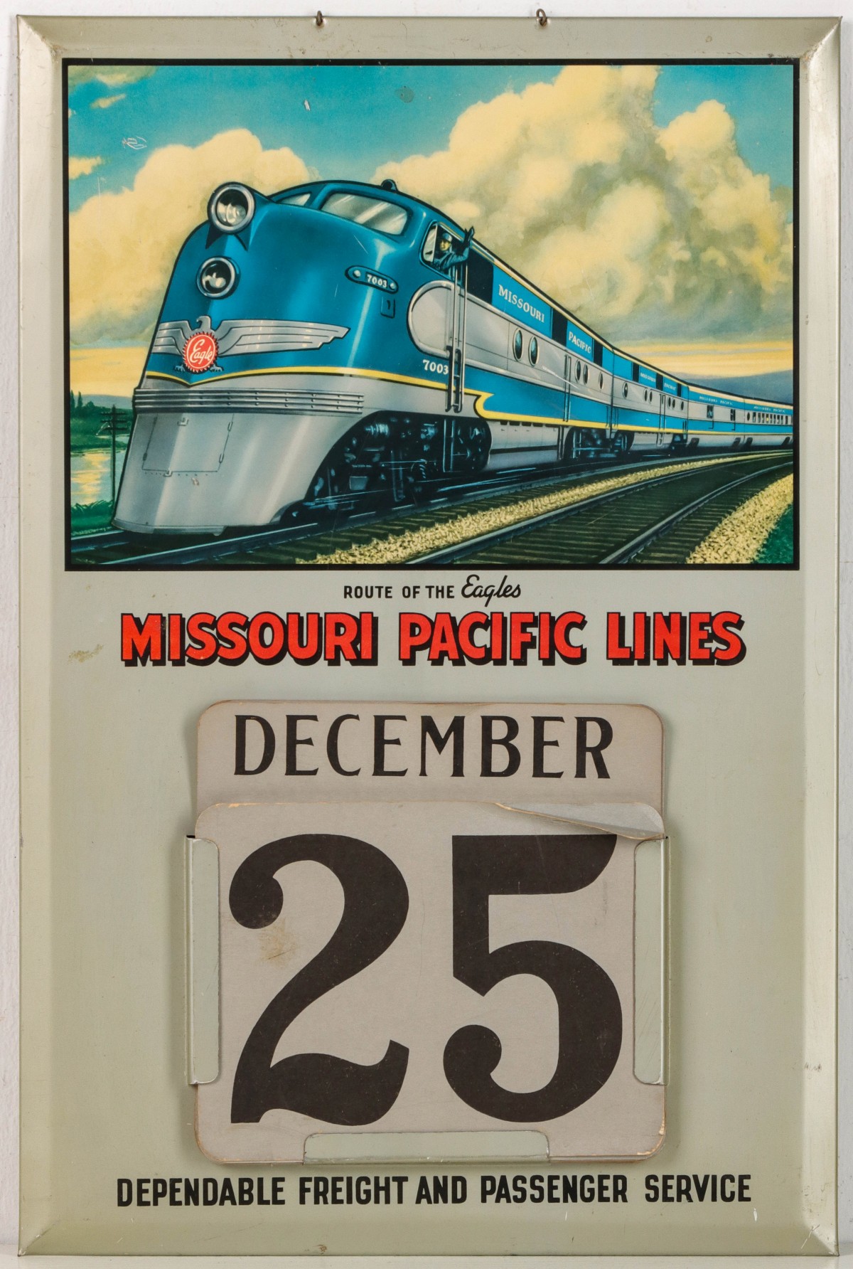 A TIN LITHO MISSOURI PACIFIC LINES CALENDAR