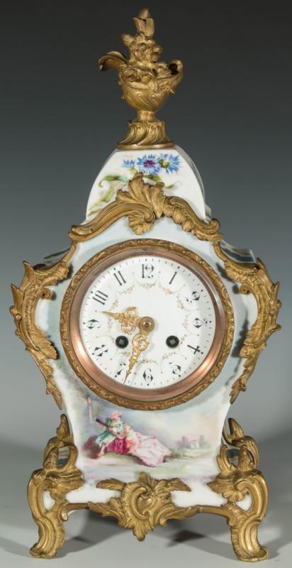 A FINE 19THC. FRENCH HAND PAINTED PORCELAIN CLOCK 