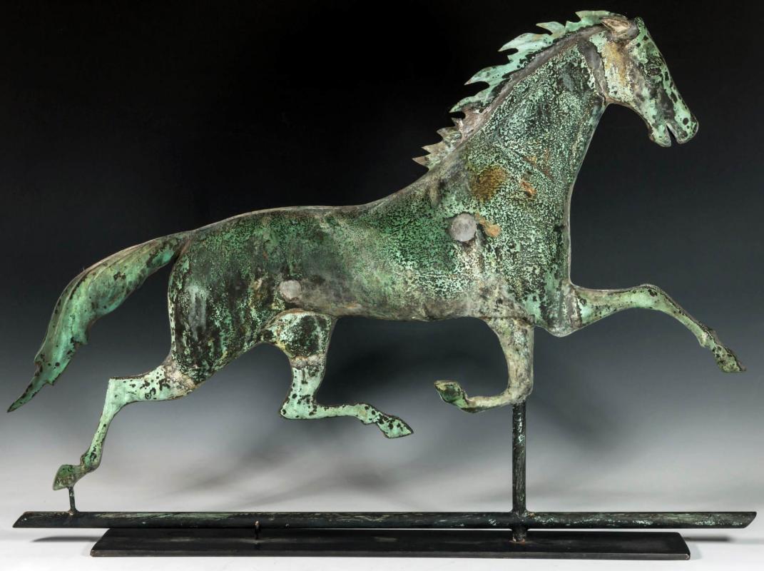 A FINE 19TH C. AMERICAN RUNNING HORSE WEATHER VANE