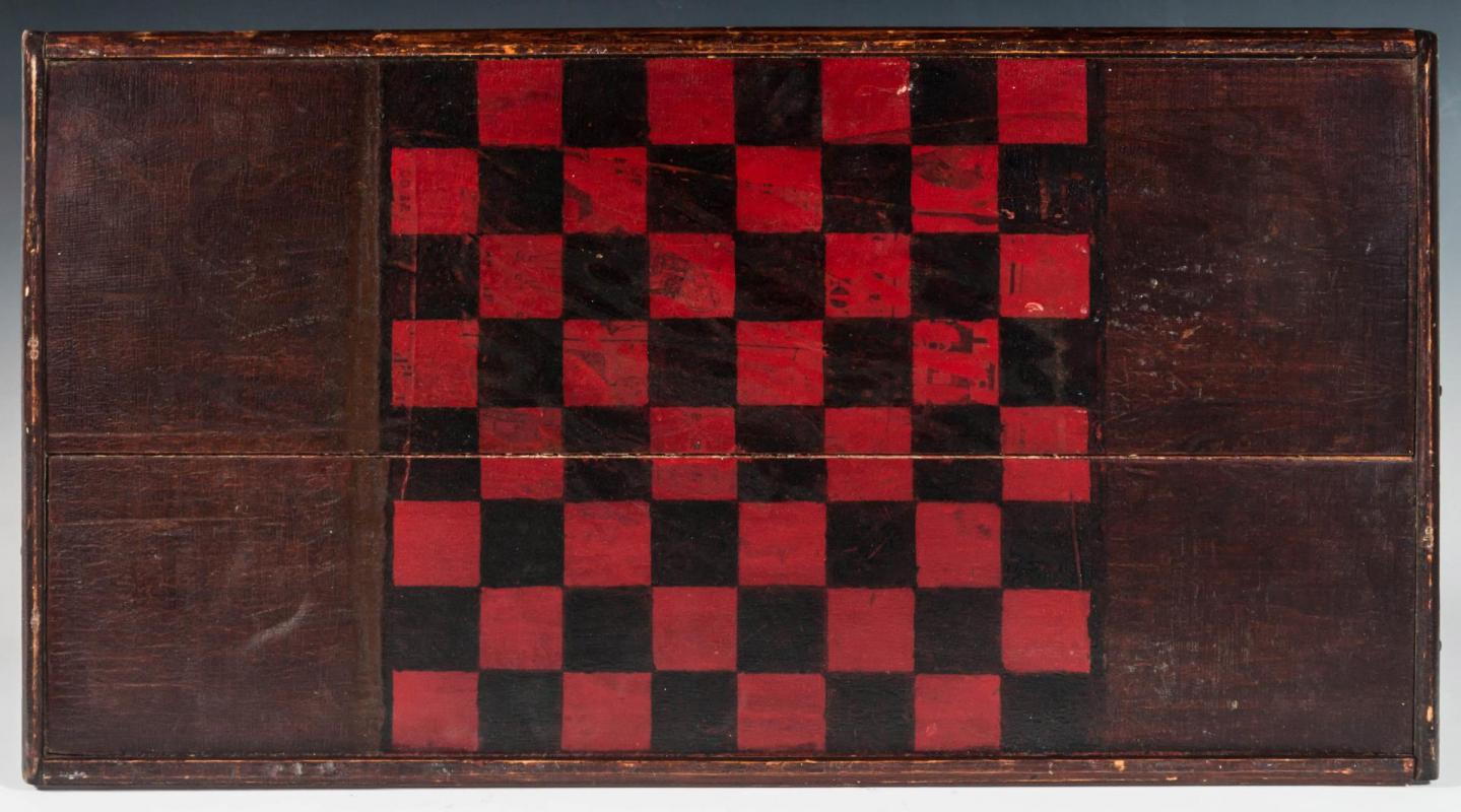 A 19TH CENTURY GAME BOARD WITH PICTURE FRAME EDGE