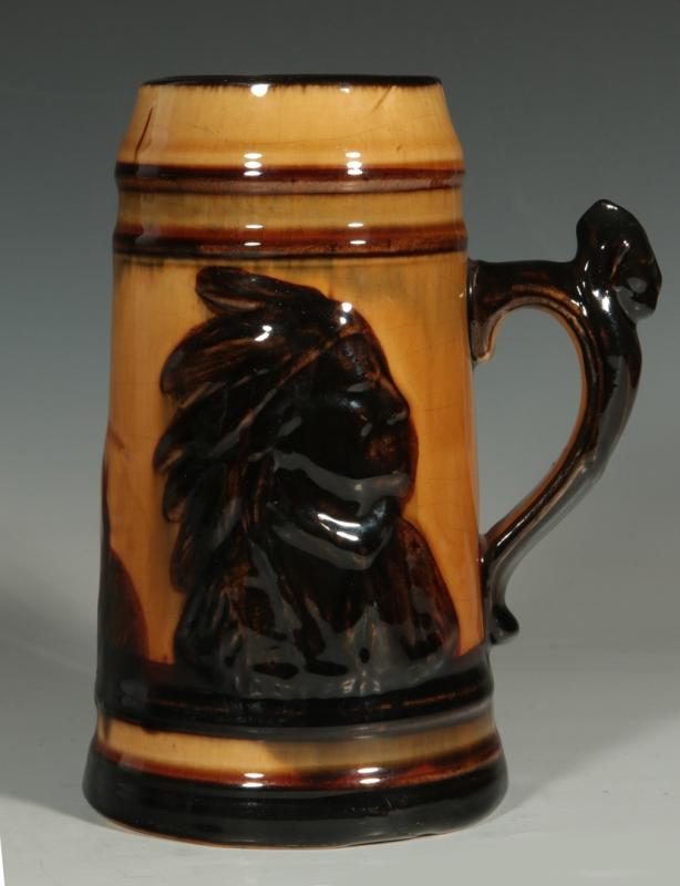 A VERY RARE OLD SLEEPY EYE POTTERY STEIN IN BROWN