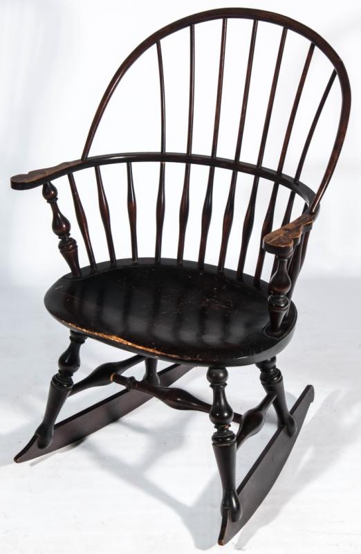 A WALACE NUTTING BENCH MADE WINDSOR ROCKING CHAIR
