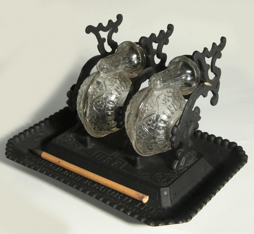 19TH CEN. DOUBLE SNAIL INKSTAND, CONGRESS RECORD INK