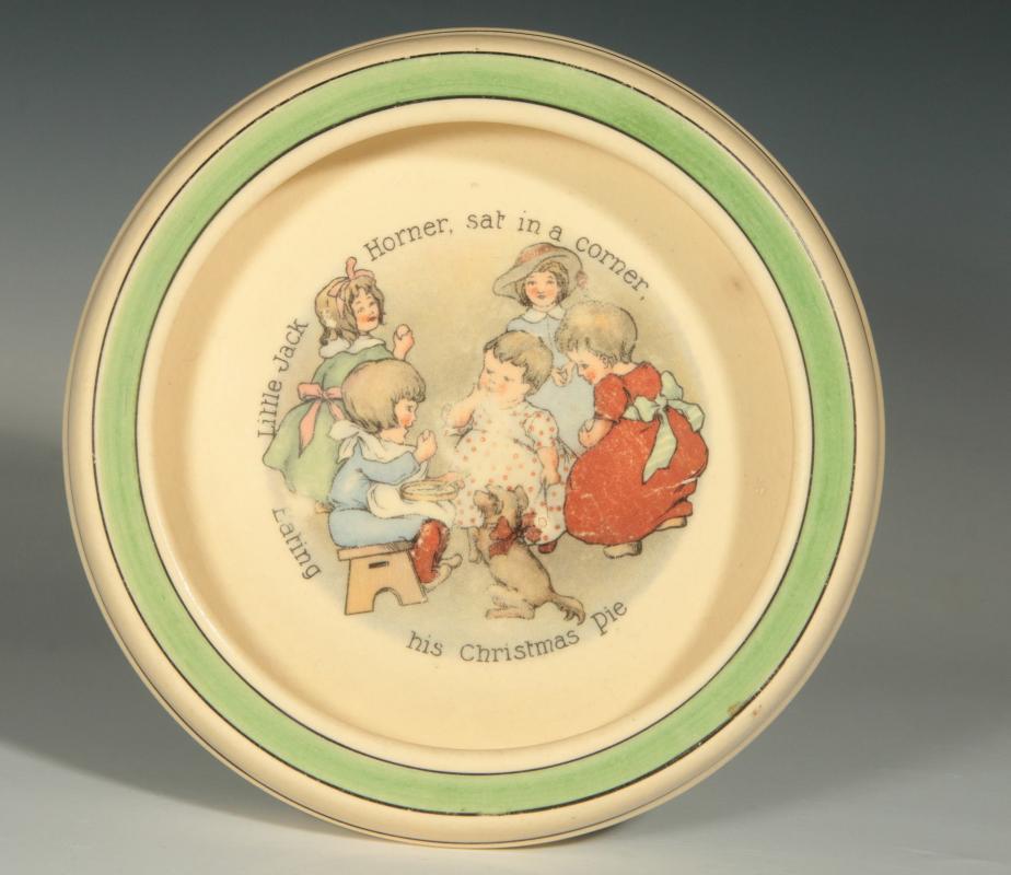 AN EARLY ROSEVILLE CREAM WARE CHILD'S DISH C. 1920