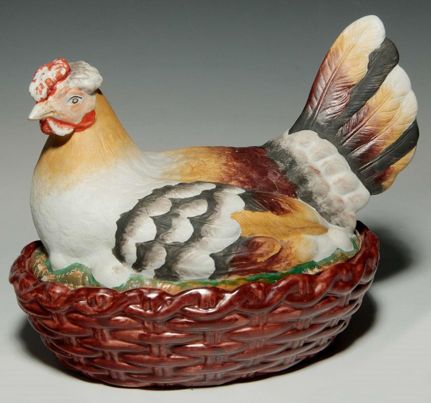 A STAFFORDSHIRE HEN ON NEST 