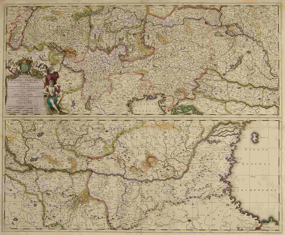 A CIRCA 1700 GERARDO VALK MAP OF THE DANUBE 