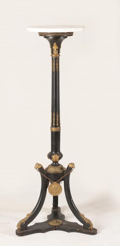 A VICTORIAN EBONIZED STAND WITH MARBLE