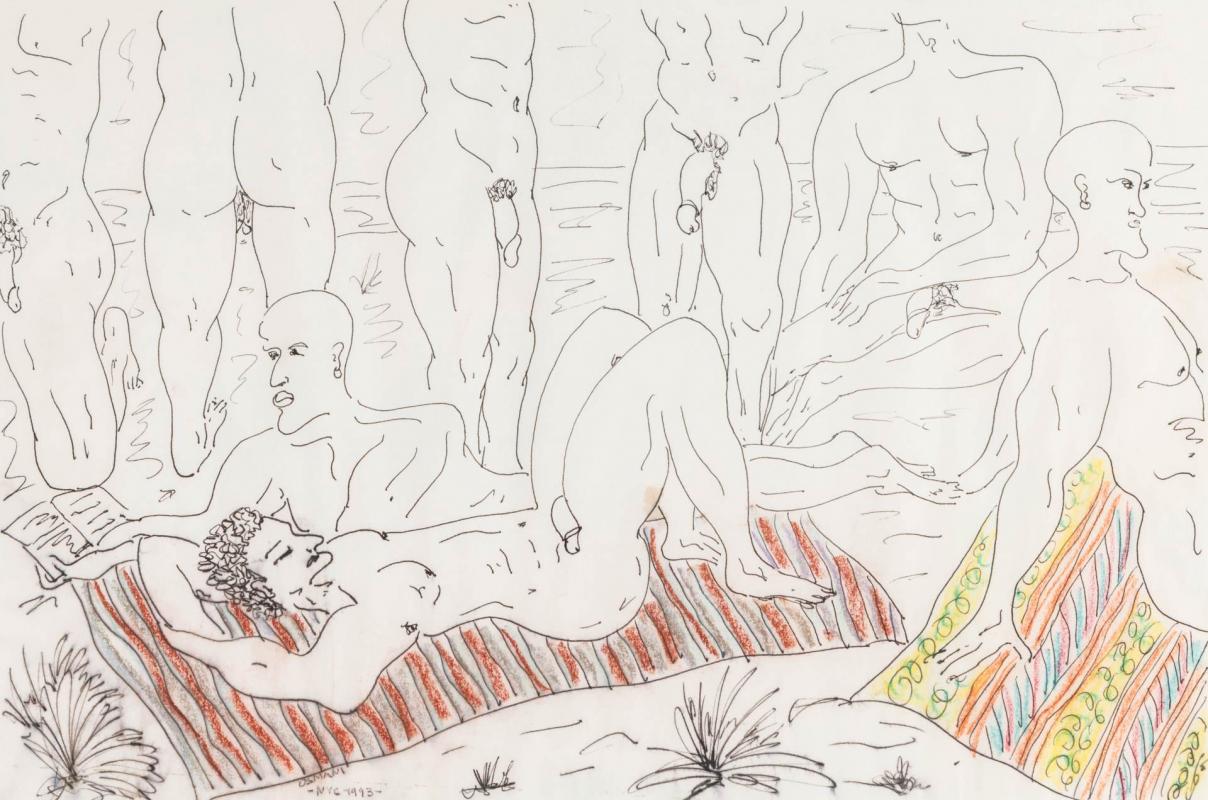 PEN AND INK  MALE NUDES SIGNED OSMANI 1993