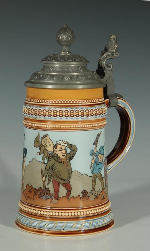 A METTLACH STEIN 1/2 L ETCHED STEIN WITH GNOMES 
