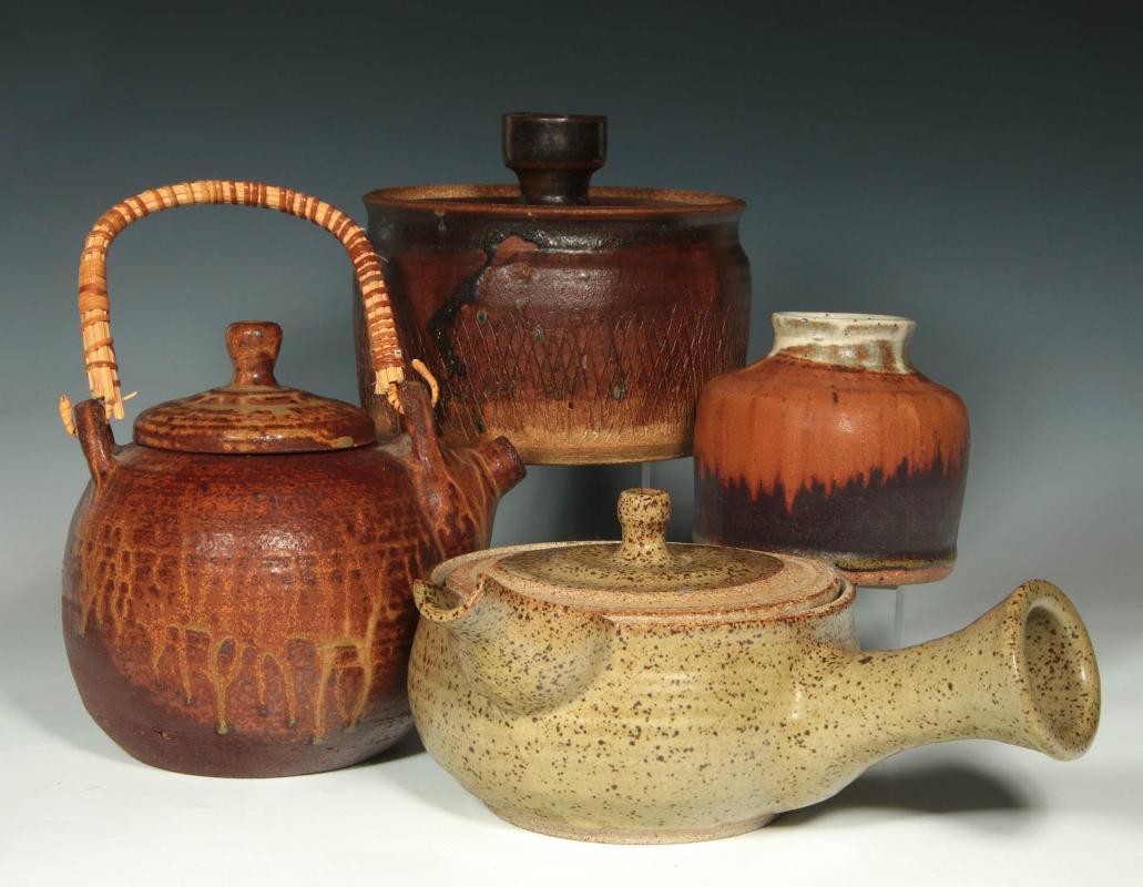 FOUR PIECES OF STUDIO POTTERY SIGNED VANDERGRIFF